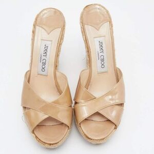 Jimmy Choo Nude Patent Leather Wedges Size EU 41
